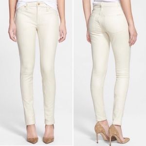 7 FOR ALL MANKIND Ivory Faux Suede Skinny Pants